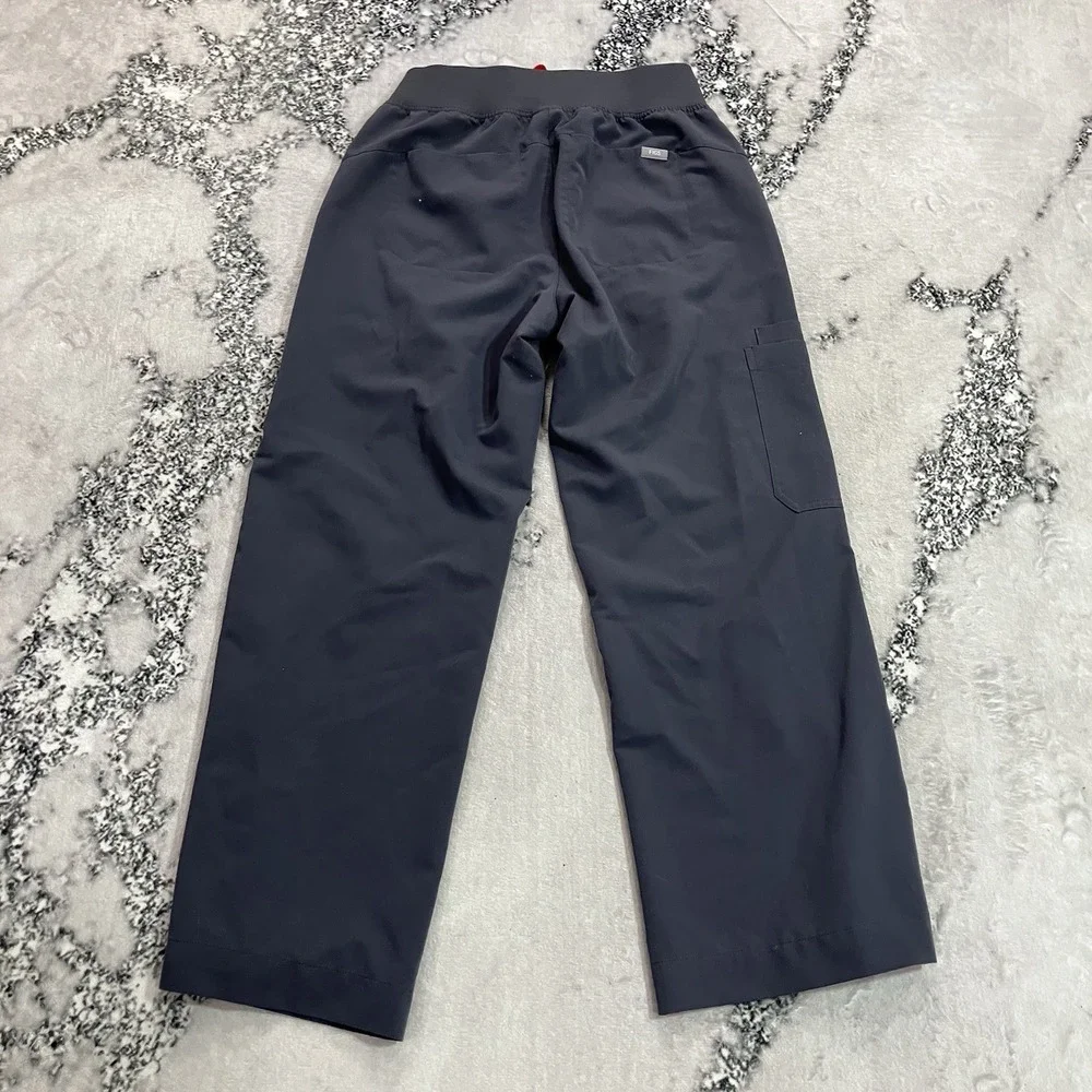 FIGS Graphite Yola Skinny Scrub Pants Drawstring Stretch Womens Size M Petite
